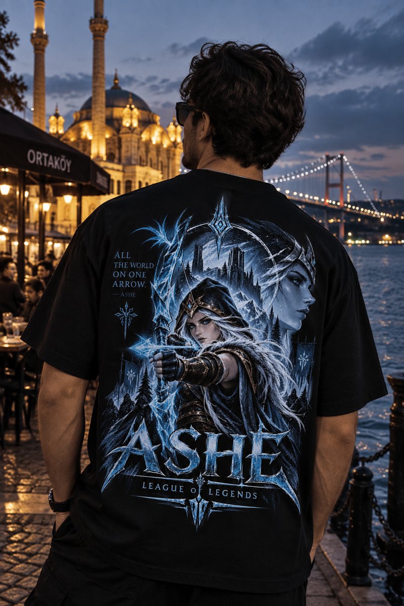 Ashe baskılı tişört