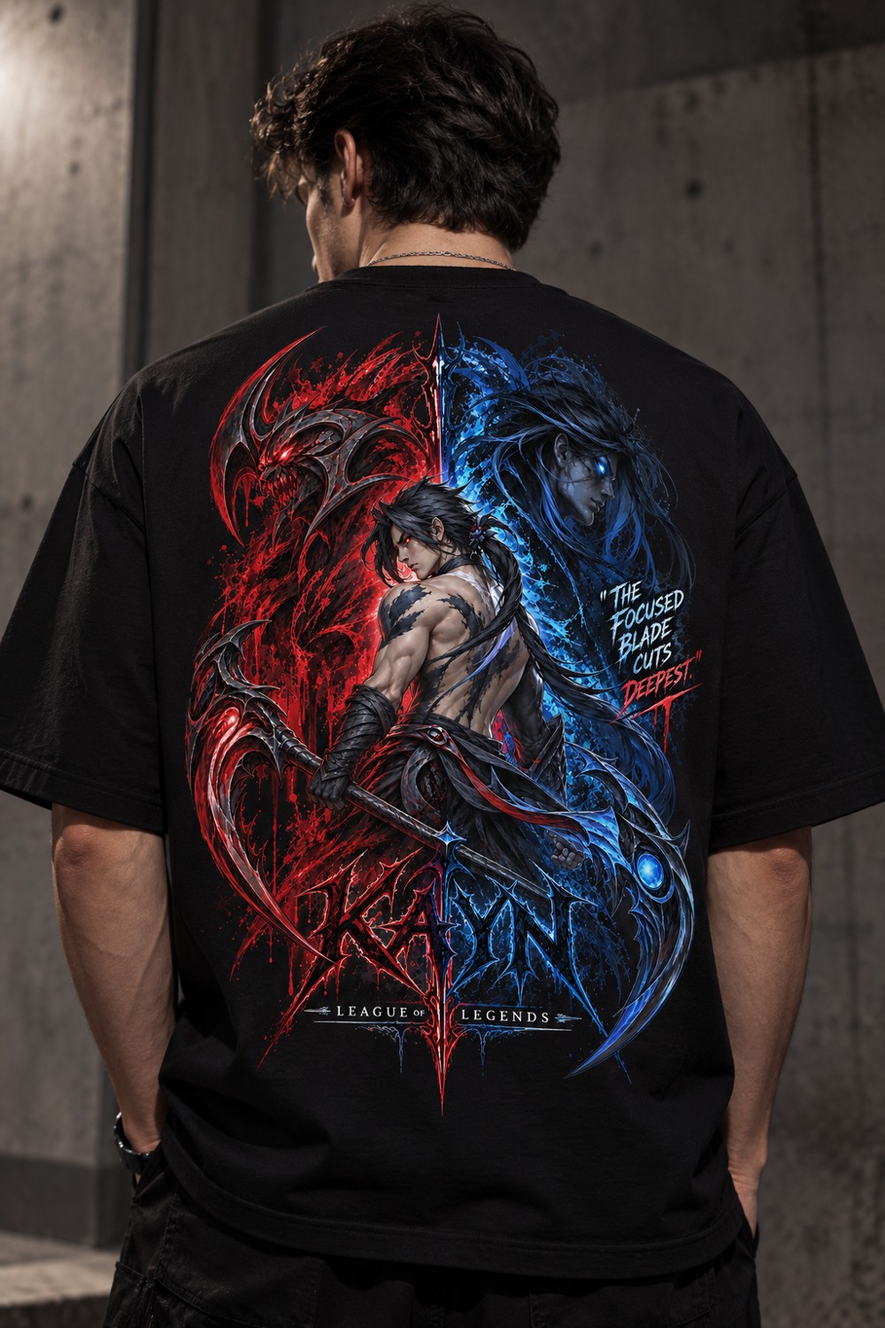 Kayn arka baskılı tişört